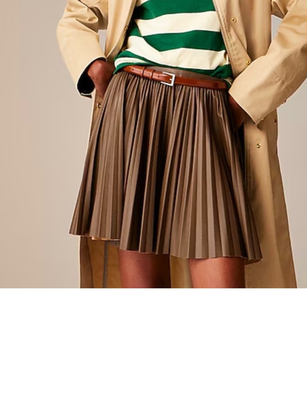 J. Crew Olive Pleated Mini Skirt